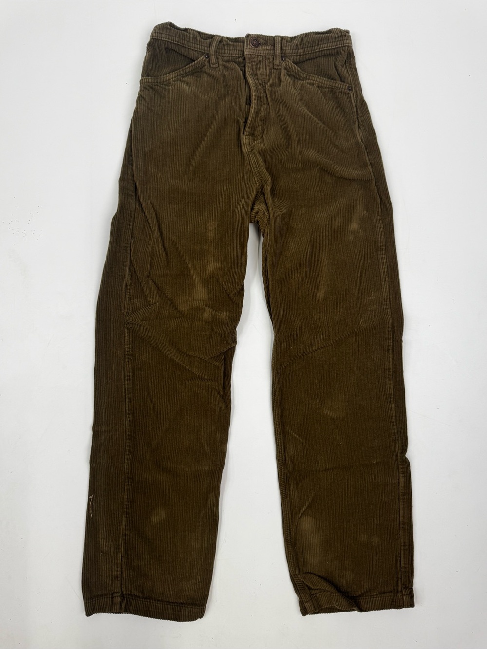 Topshop corduroy pants in olive button fly Size W30 x L32